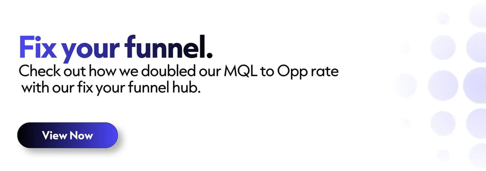 Fix your funnel. Check out how we doubled our MQL to Opp rate with our fix your funnel hub. Click to check it out!