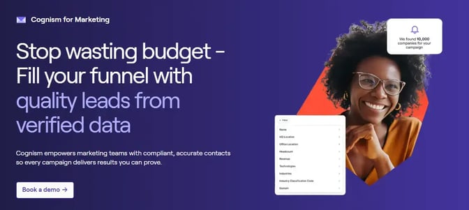 Screenshot of the Cognism Marketing Leaders landing page.