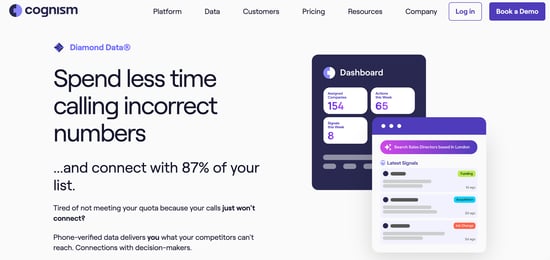 Screenshot of Cognism’s Diamond Data landing page.