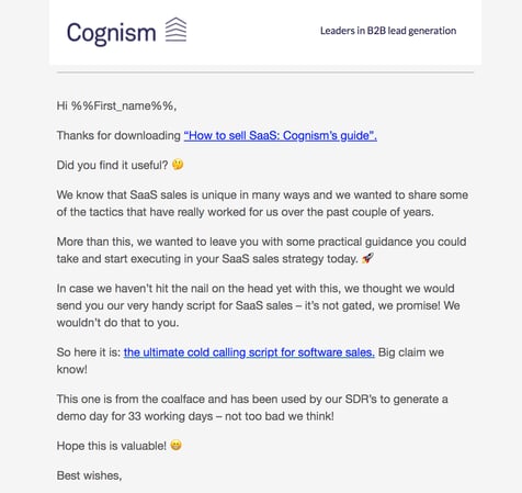 Cognism tech campaign nurture
