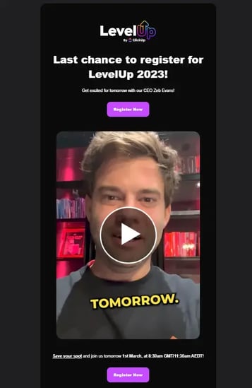 LevelUp by ClickUp marketing campaign