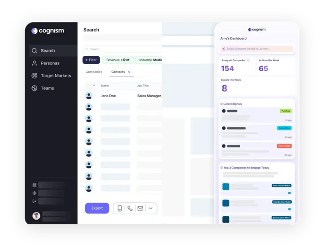 View of the Cognism Sales Companion Dashboard.