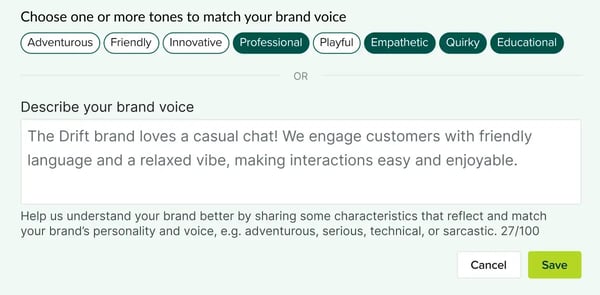 Drift brand voice product graphic
