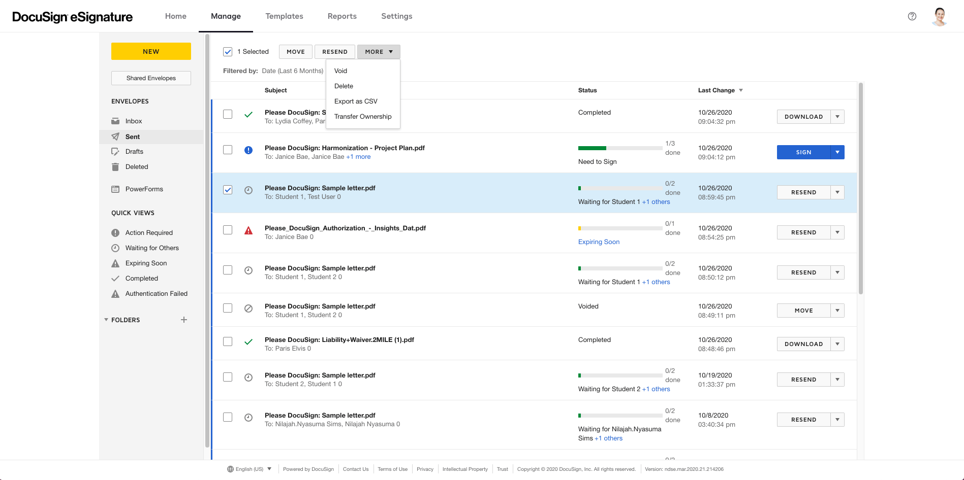 Docusign platform esignature