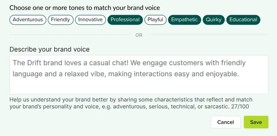 Drift brand voice product graphic