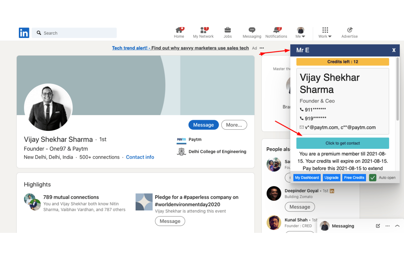 EasyLeadz LinkedIn Extension Example