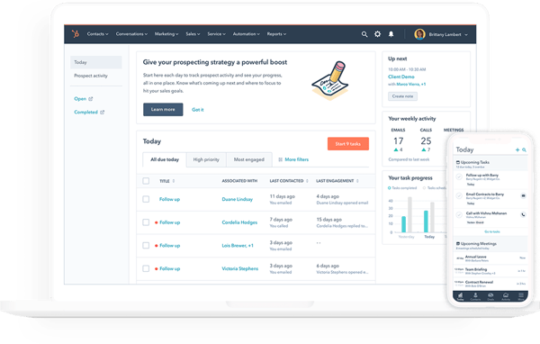 HubSpot platform for prospecting