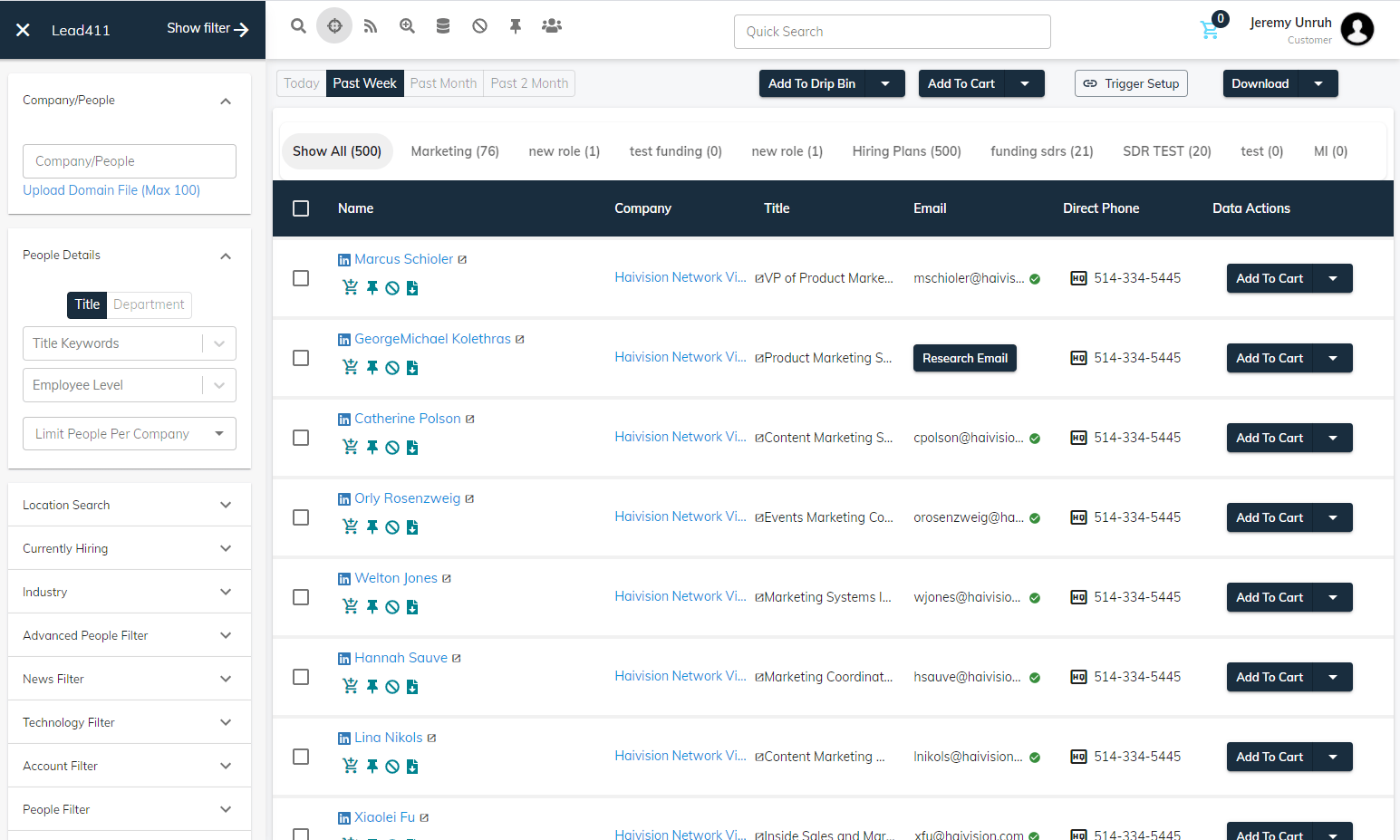 Screenshot of Lead411 web app in action