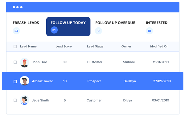 Product graphic of LeadSquared smart view