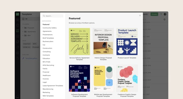 Graphic of PandaDoc templates library