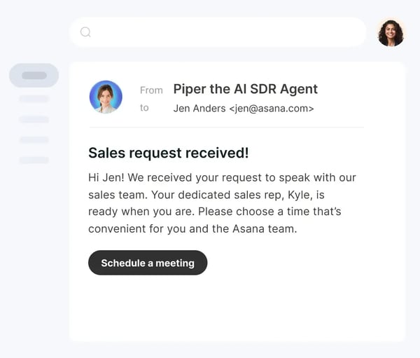 Graphic of Qualified's PiperX sales agent in action