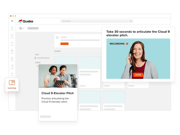 Seismic sales team coaching learning screen