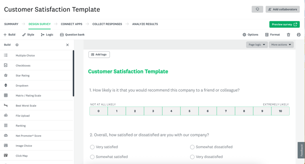 Survey Monkey customer satisfaction survey template