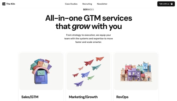 Screenshot of The Kiln homepage