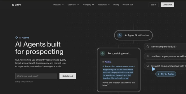 Unify website screenshot