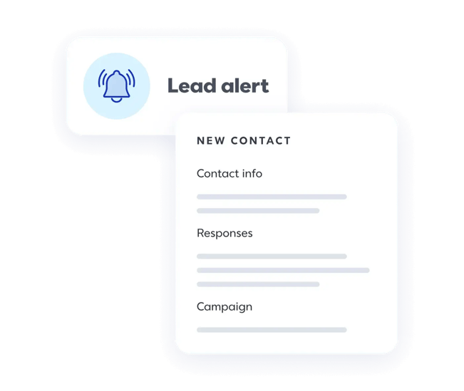 Constant Contact Image showing a new contact lead alert pop-up.