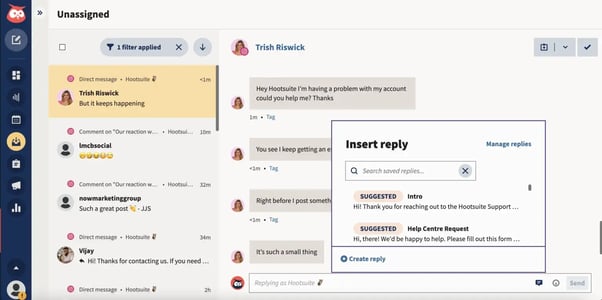 Screenshot of the Hootsuite dashboard