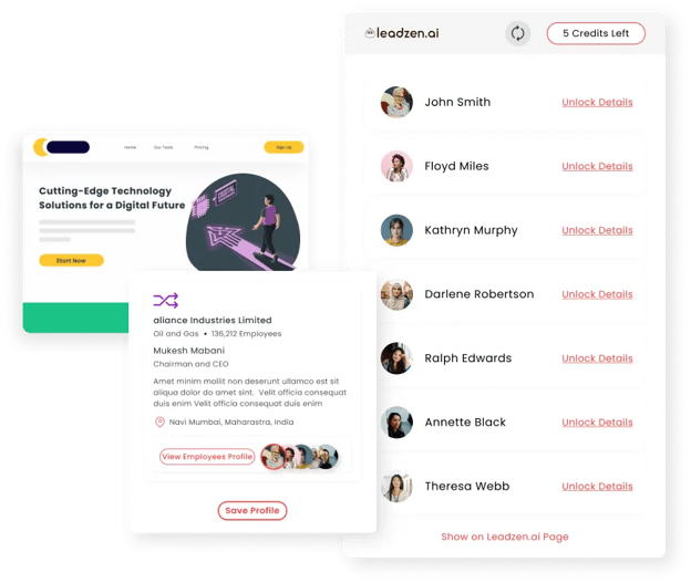 Image from Leadzen, a lead finder tool.