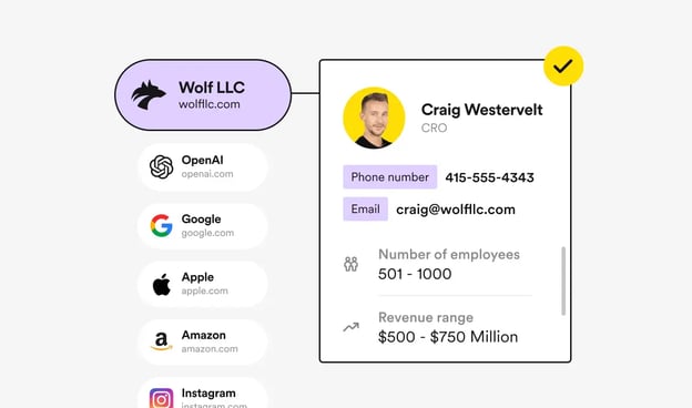 Graphic showing the Lusha web app