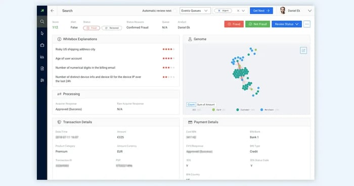 Feedzai case manager dashboard screenshot