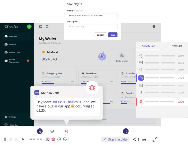 Userpilot session replay dashboard