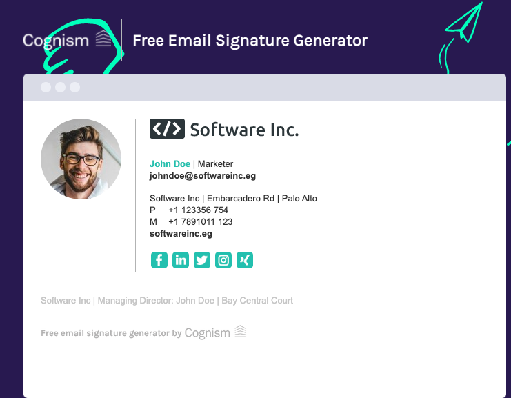 Cognism's email signature generator final example