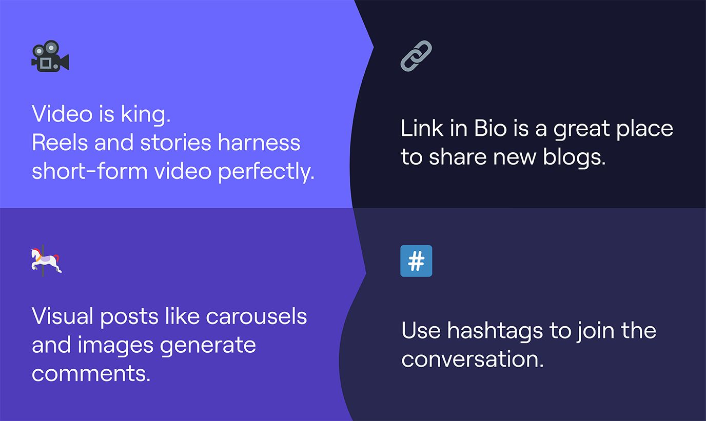 Different formats for B2B Instagram marketing