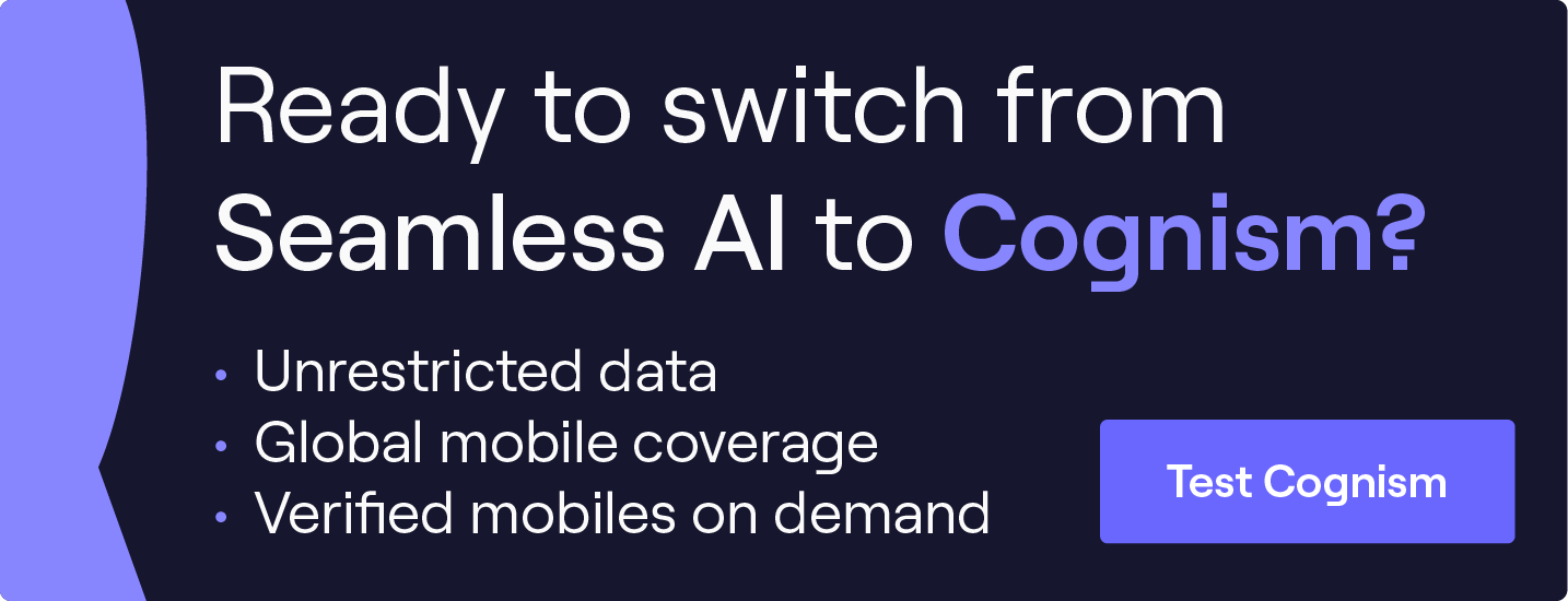 Make the switch. Choose Cognism over Seamless AI. Click to book a demo. 