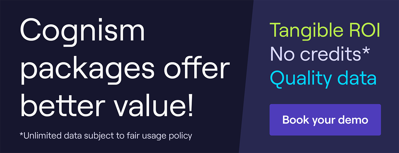 Cognism pricing plans offer more value! Tangible ROI, unlimited credits*, quality data and more! Click to book your demo. 