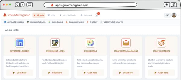 Graphic showing GrowMeOrganic's tools