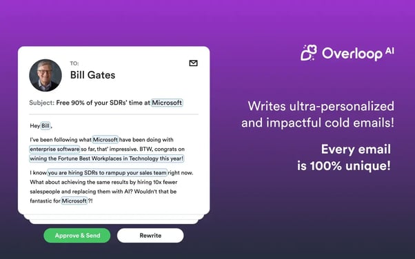 Screenshot of Overloop AI in action