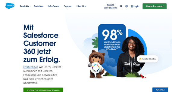 Ein Screenshot der Website von Salesforce