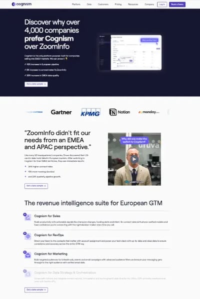 Competitor website page