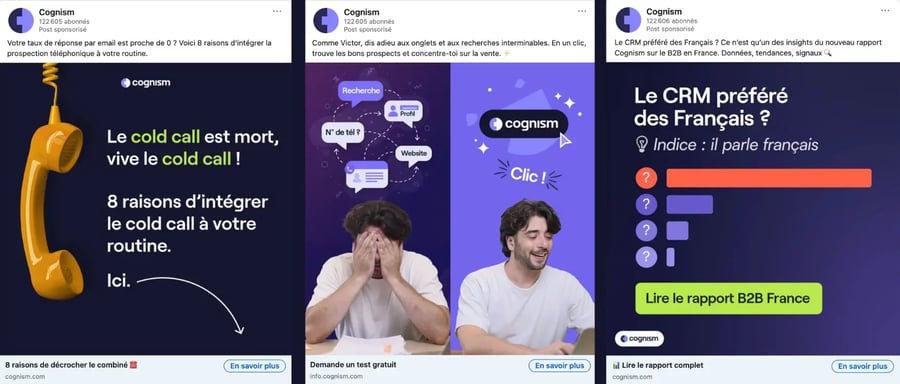 Exemples pubs LinkedIn Cognism