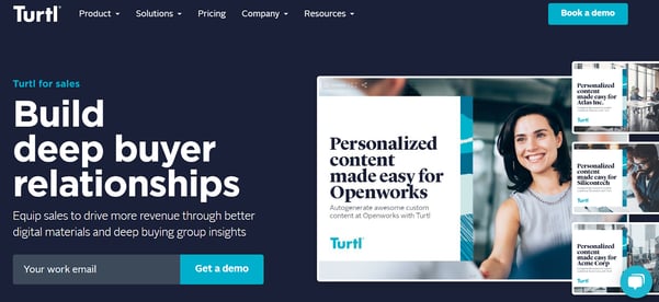 Ein Screenshot der Website von Turtl