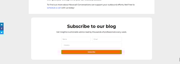 Big, conspicuous subscription boxes can catch the attention of your site visitors! 