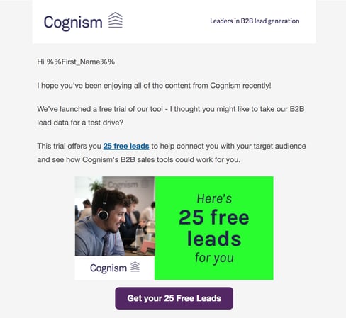 Cognism rekindle nurture email marketing campaign example