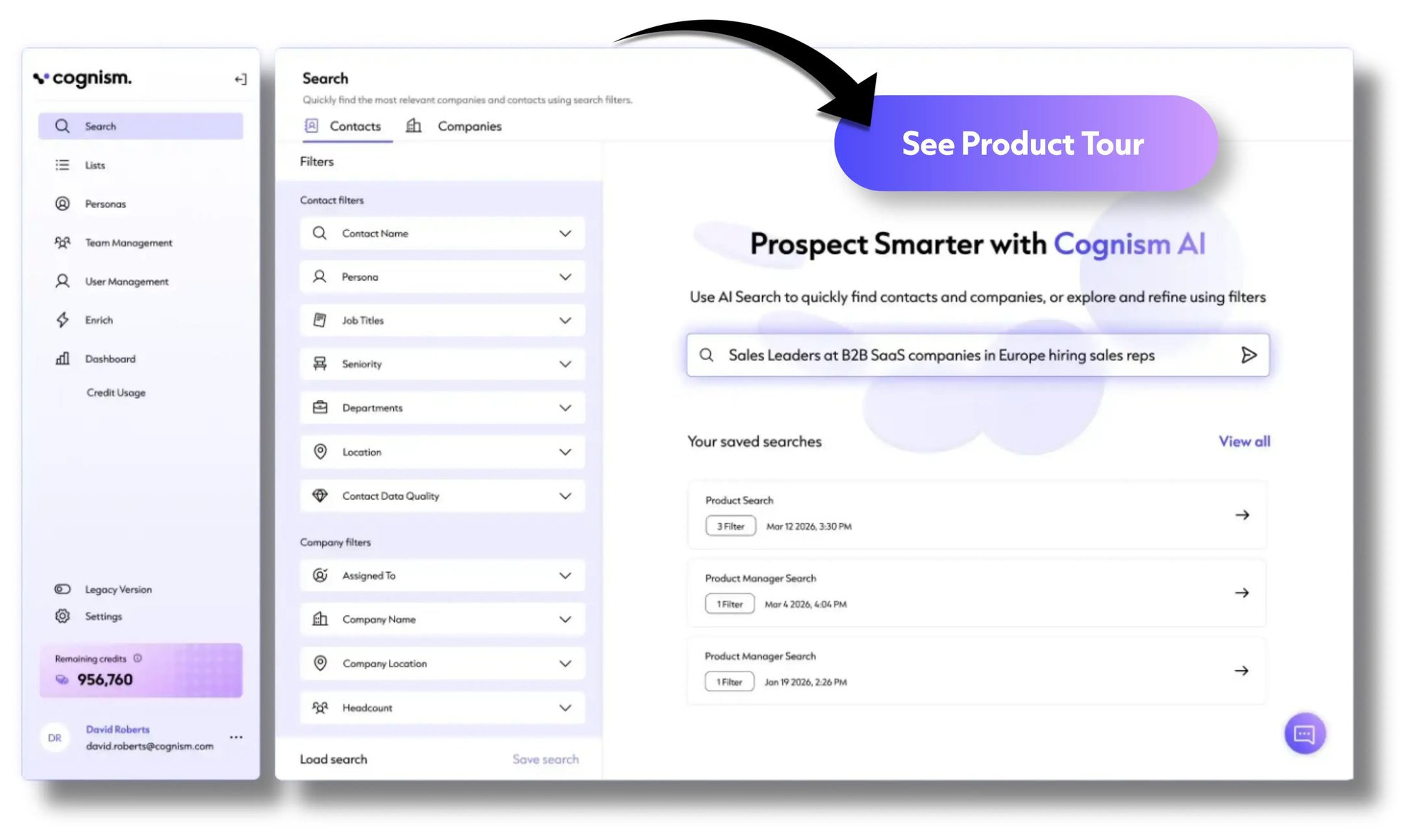 Start a cognism product tour
