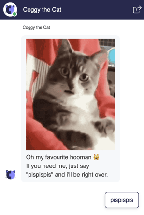 Screenshot of Cognism chatbot Coggy the Cat