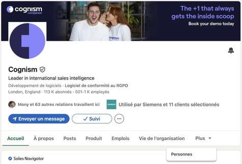 Profil LinkedIn de Cognism