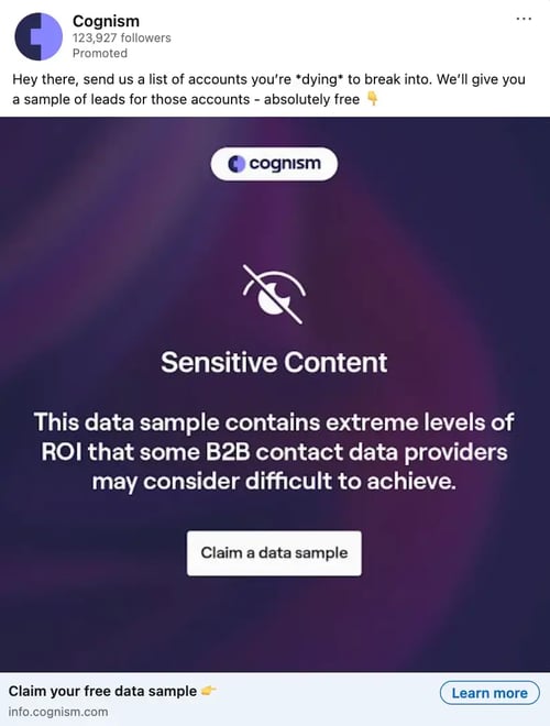 LinkedIn ad creative graphic - Data sample