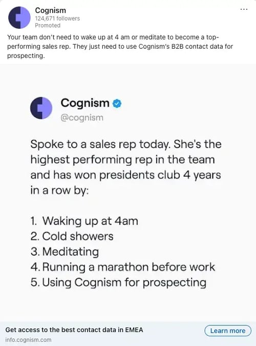 LinkedIn ad creative graphic - EMEA data