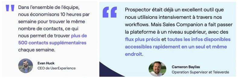 Témoignages clients Sales Companion