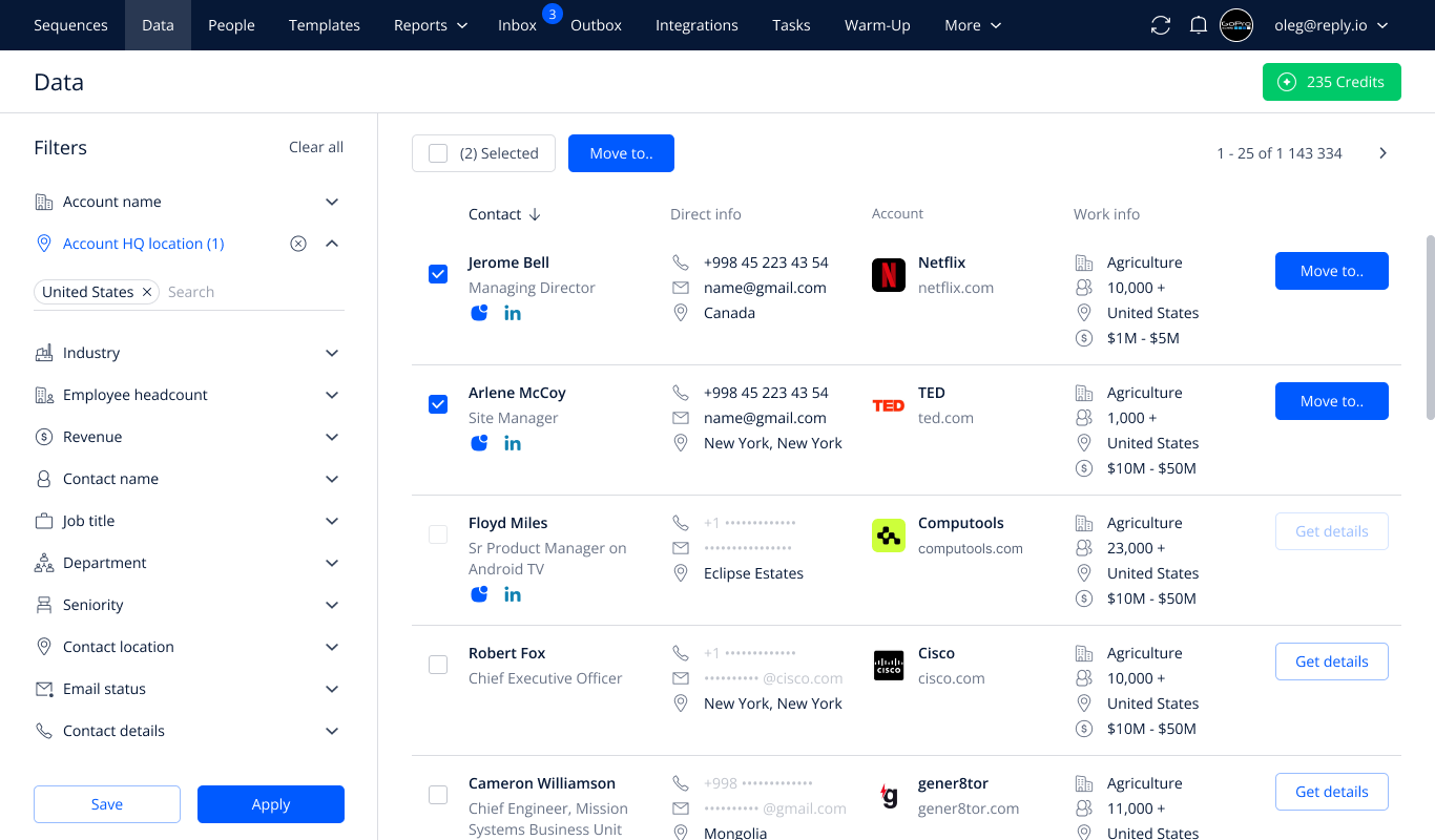 Sales outreach tools