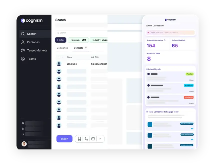 View of the Cognism Sales Companion Dashboard.