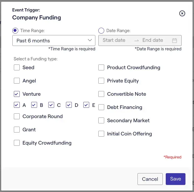 Screenshot of Cognism Prospector - company funding
