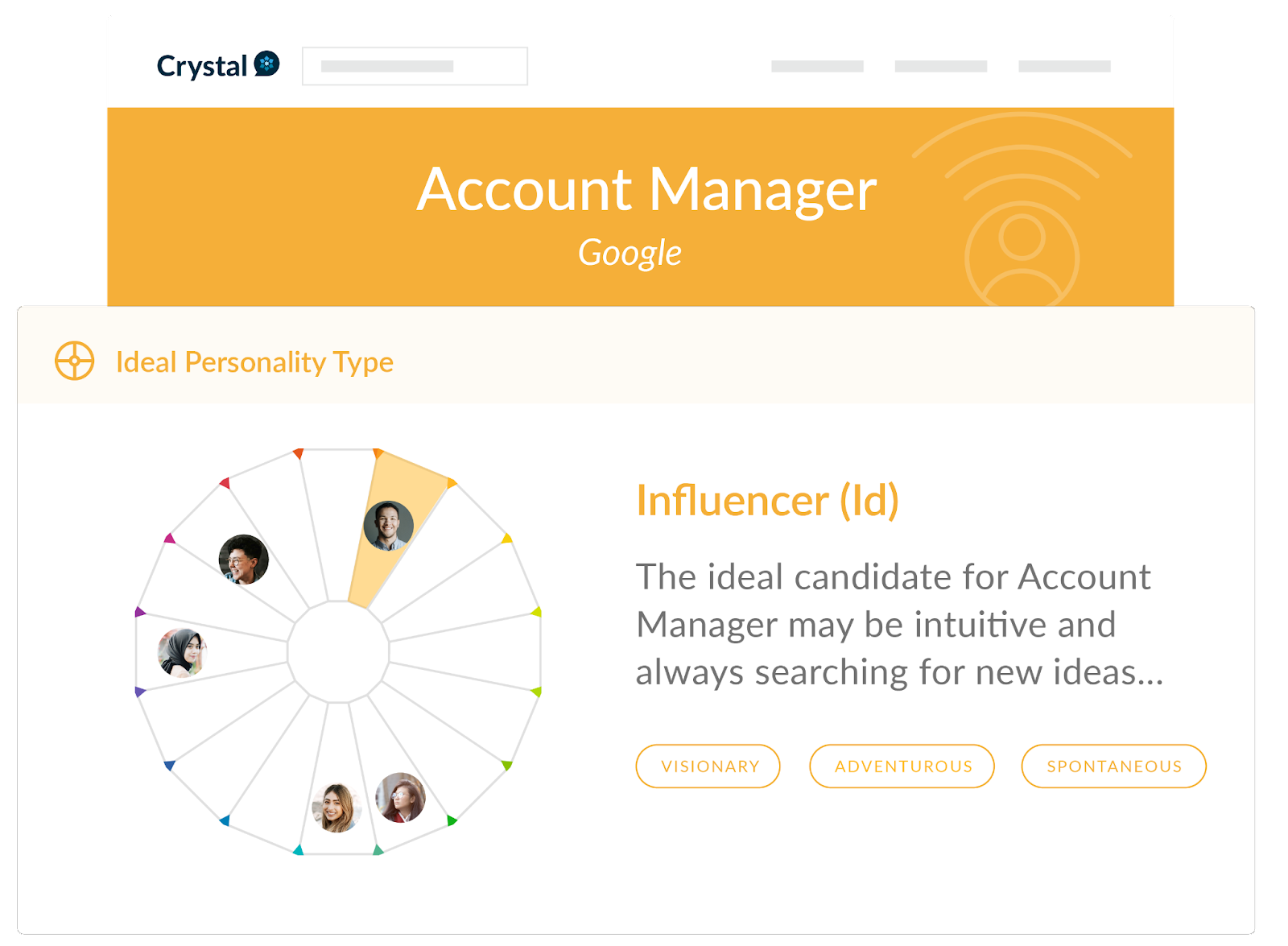 Finding the best audience is sales automation tool Crystal.