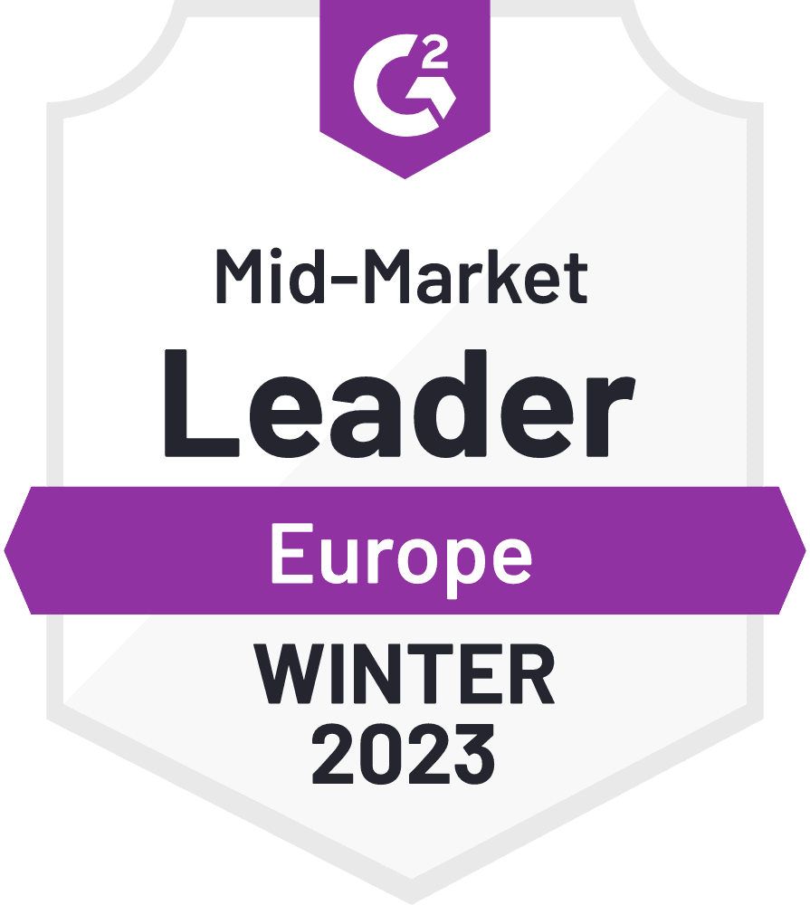 Mid-Market Leader Europe 2023 G2 Badge