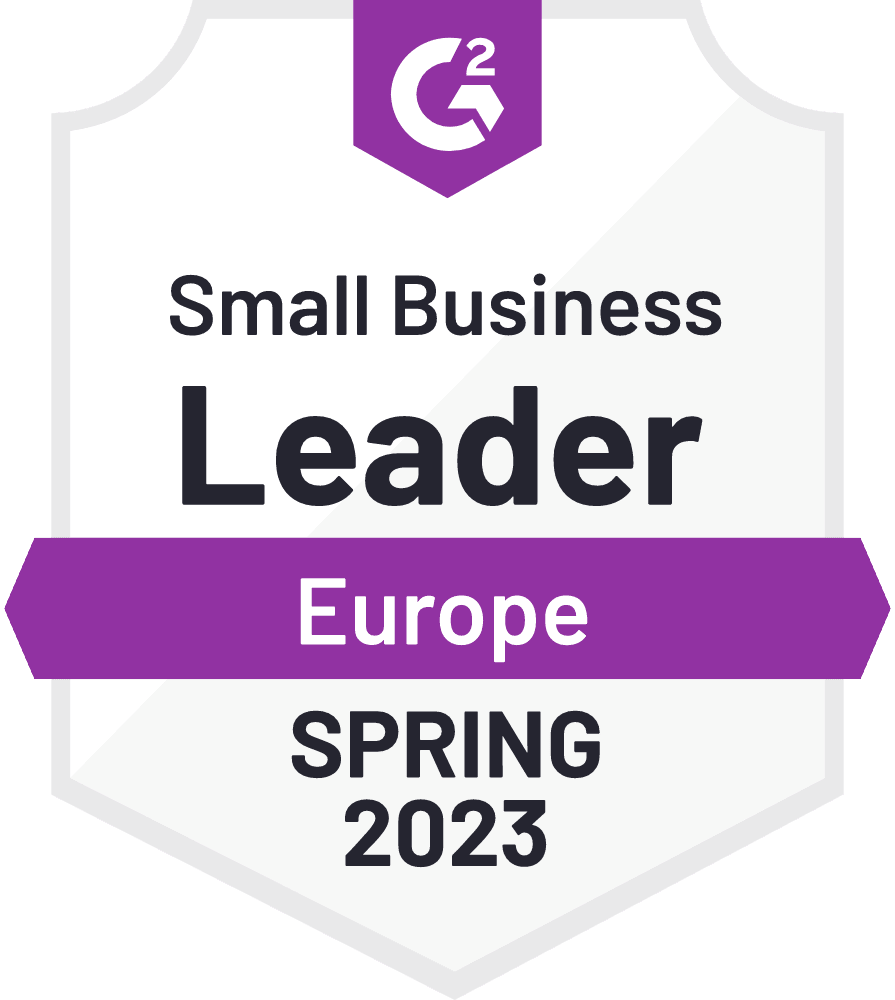 Small Business Leader Europe Winter 2023 G2 Badge